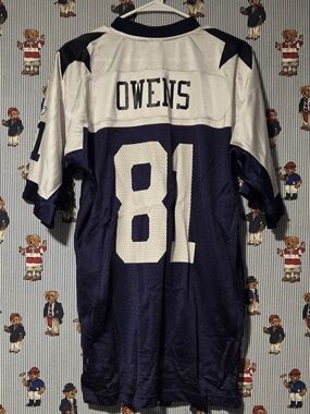 Vintage Terrell Owens Throw Back #81 Cowboys Navy & White Star Reebok NFL Jersey